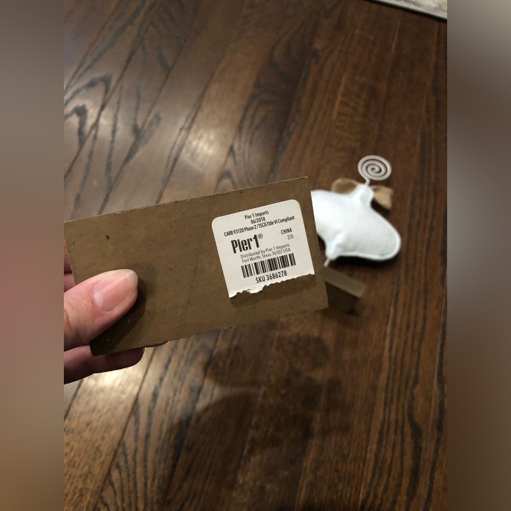 *NWT* Pier 1 Imports White Fabric w/Green Buttons & Burlap Ornaments Pic Holders - Picture 4 of 7